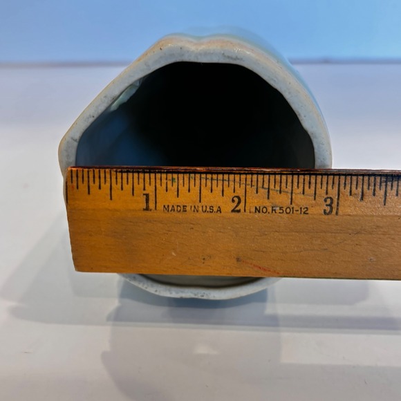 Vintage Japanese Ceramic Wall Pocket Vase Celeon Green 8" Asian - Picture 5 of 5